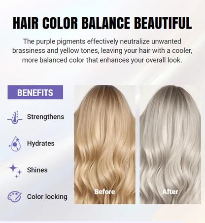 Lila Keratin Haarkur – Schützt die Farbe & Neutralisiert Brass- und Gelbtöne für blondes, silbernes und graues, gesträhntes Haar