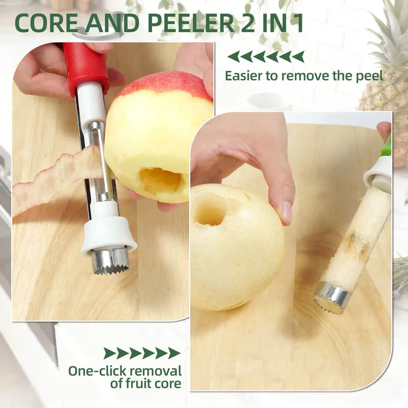 🔥2+1 GRATIS! 🍎 2-in-1 Apfelausstecher & Schäler aus Edelstahl – Schälen, entkernen und stilvoll servieren wie ein Profi! ✨