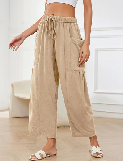 💃 50% Rabatt🔥Freizeithose aus Leinen mit weitem Bein für Damen👖