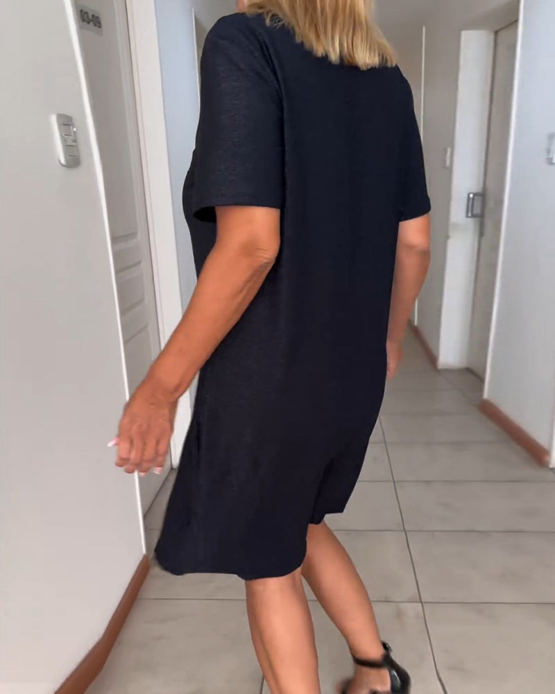 🔥2025 Neue Produkte🔥V-Ausschnitt Twist-Kleid mit kurzen Ärmeln