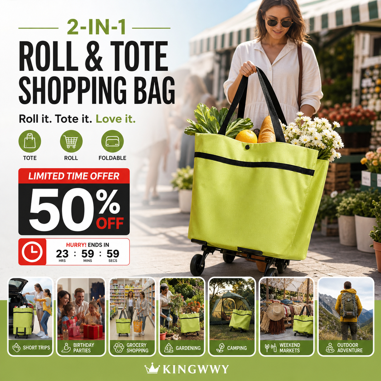 🔥🛍️2-in-1 faltbarer Einkaufswagen