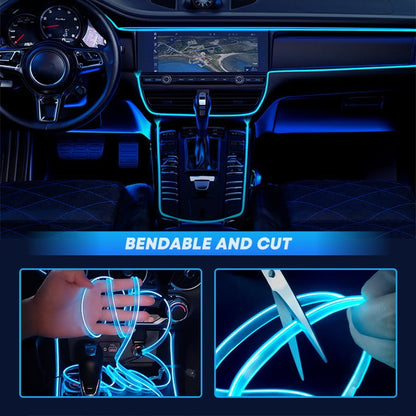🚗 50% RABATT 🌈 Flexible Auto-Ambientelichter, zuschneidbar 1–3 m, 9 Farben ✨