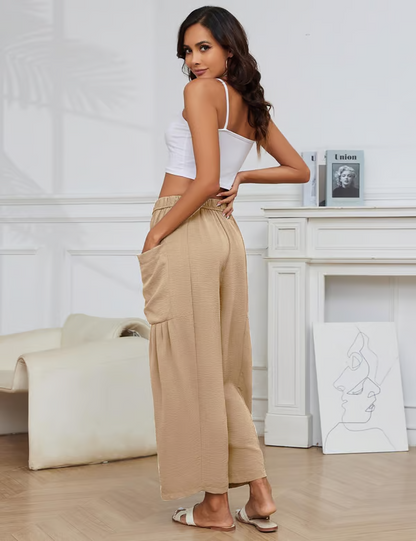 💃 50% Rabatt🔥Freizeithose aus Leinen mit weitem Bein für Damen👖