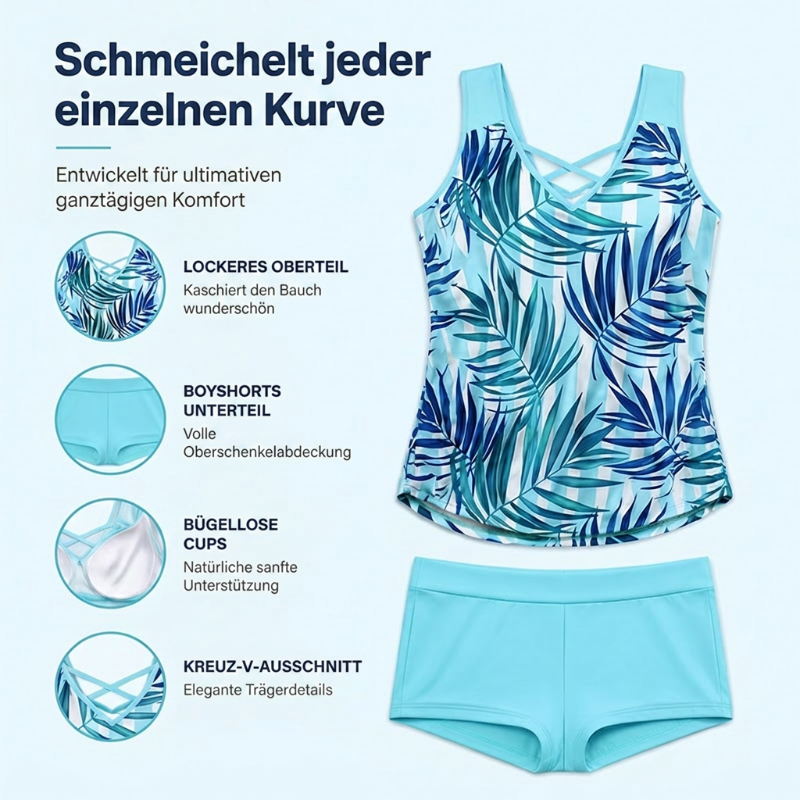 🩱 LIMITIERTES ANGEBOT 50% RABATT! ✨ Sportlicher Damen Bikini – Criss-Cross, Boyshorts, Inklusive Größen 🌊