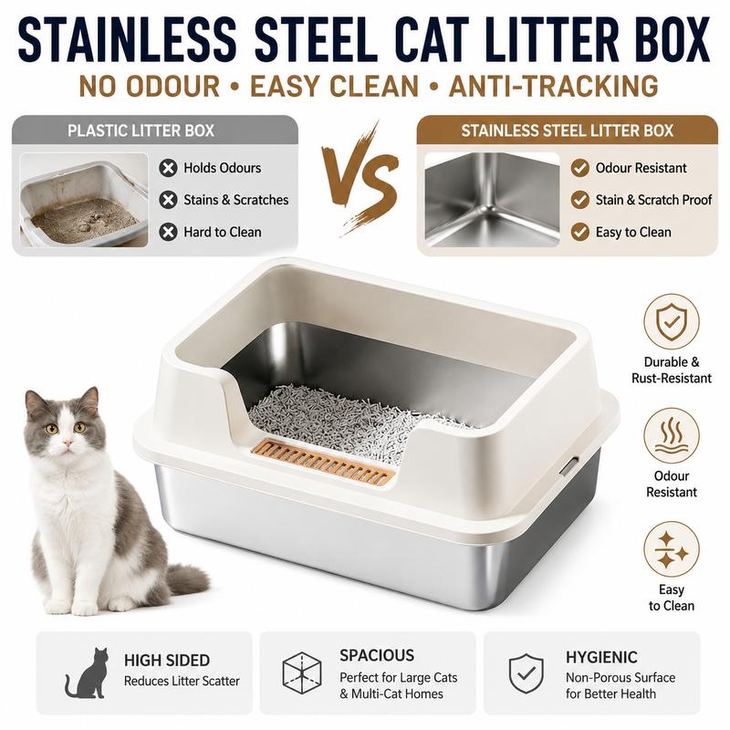 😺 50% RABATT! 💨 Edelstahl-Katzentoilette – Kein Streusand auf dem Boden, kein Geruch – Ideal für Mehrkatzen-Haushalte 🛡️