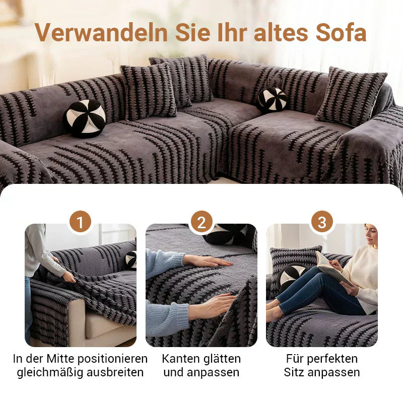 🛋️ 53% RABATT 2025! ✨ Plüsch Sofaüberwurf - Extra Dicke & Rutschfeste Decke mit Elastischen Kanten für Herbst und Winter 🍂❄️