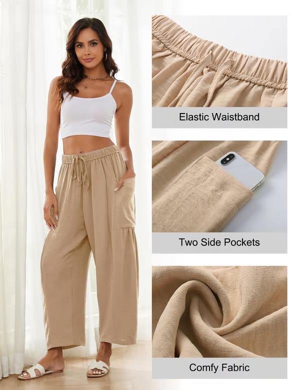💃 50% Rabatt🔥Freizeithose aus Leinen mit weitem Bein für Damen👖