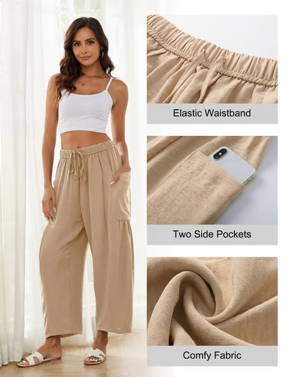💃 50% Rabatt🔥Freizeithose aus Leinen mit weitem Bein für Damen👖