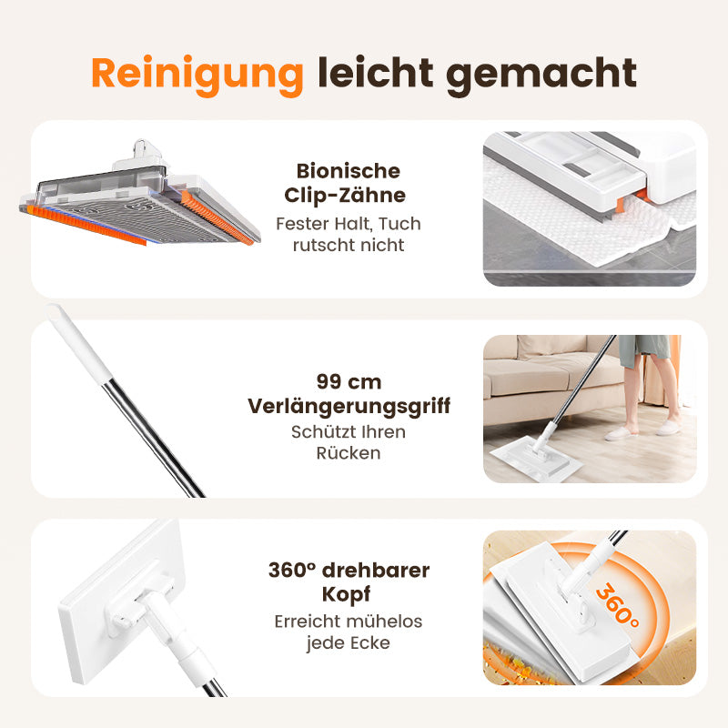 🎁Begrenzte Stückzahl 40 % Rabatt🧹✨ Einweg-Staubmopp mit 4 wiederverwendbaren Bezügen – Praktisch und effektiv 💥🌟