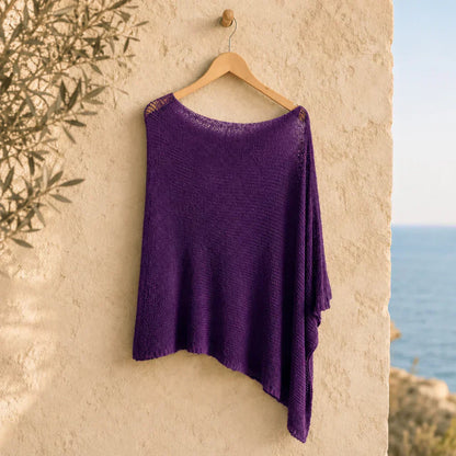 🎁 LETZTER TAG ANGEBOT! Eleganter durchbrochener Strick Poncho – Fließender Schnitt, edler Glanz als Ergänzung zu Kleid & Top