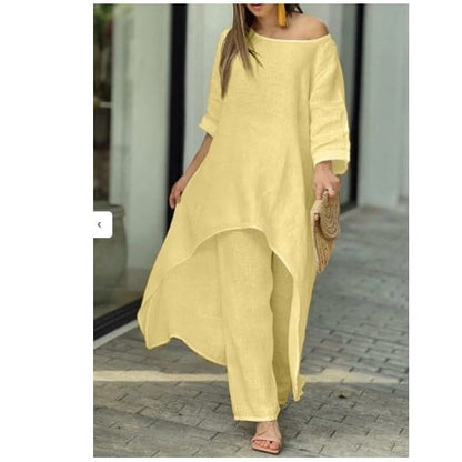 💥💕Spezielles Anti-Saison-Angebot! 💥💕Damen Fest Farbe Leinen Mode Casual Anzug💃
