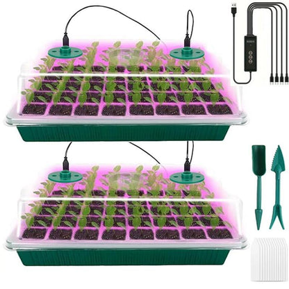 💎60 % RABATT! 💎 Anzuchtschalen mit Pflanzenlampe – Feuchtigkeitsregulierung, transparentes Vollspektrumlicht 🌱💡