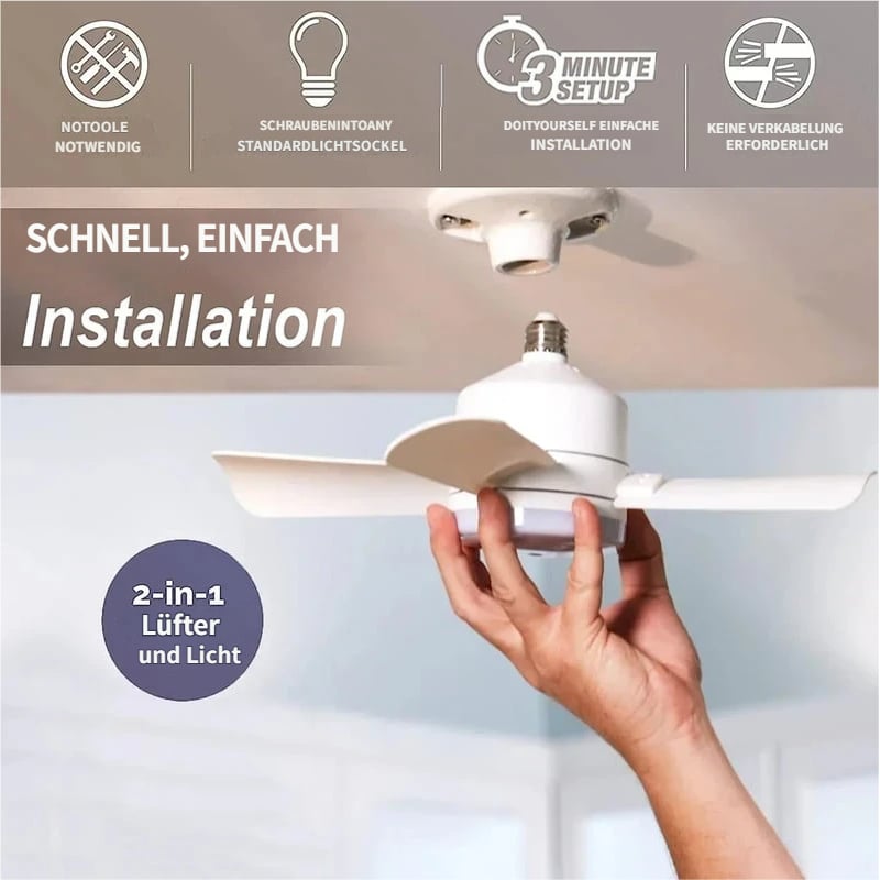 🔥Modernes 40W LED Deckenventilator-Licht (Ø 52cm) – Ultra-Leise mit Fernbedienung, E27 Sockel inkl. B22 Adapter. Ideal für Schlafzimmer, Küche & Garage.