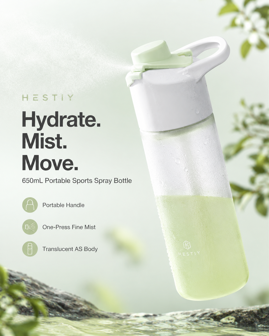 🌬️ 2-in-1 Trinkflasche mit Sprühkopf – erfrischt & befeuchtet Haut, perfekt für heiße Tage, Radfahren, Wandern & Camping