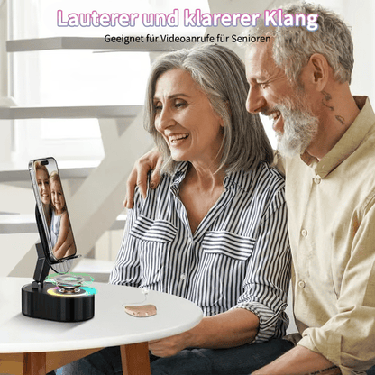 ✨📱5-in-1 Handyhalterung mit kabellosem induktivem Audio-Bluetooth-Lautsprecher, 360° drehbarer LED-Halterung und universeller Lautsprecherhalterung🔈