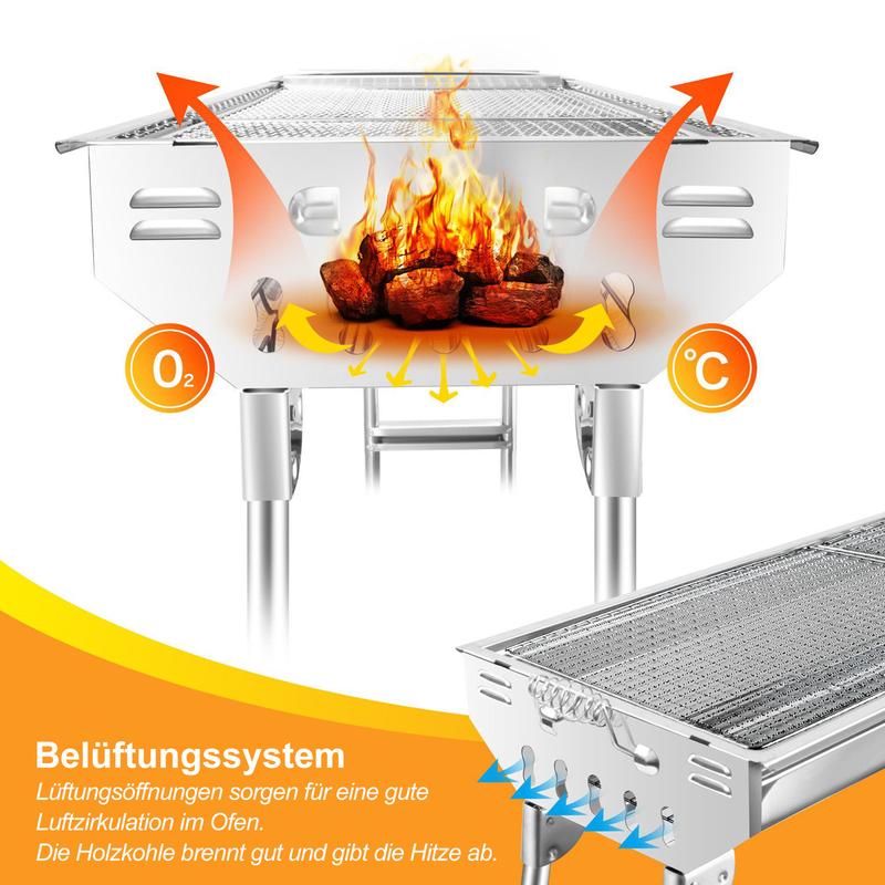 🔥 50% RABATT! 🍖 Klappbarer Outdoor-Grill aus Edelstahl – Kompakt, Strapazierfähig & Perfekt Für Camping, Garten & BBQ-Partys 🏕️