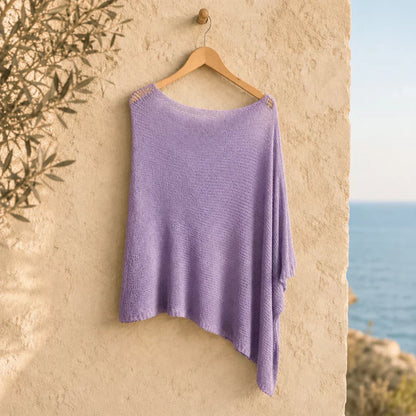 🎁 LETZTER TAG ANGEBOT! Eleganter durchbrochener Strick Poncho – Fließender Schnitt, edler Glanz als Ergänzung zu Kleid & Top