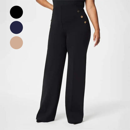 👖In drei Längen erhältlich🔥Hoch elastische Hose mit Knopfverschluss und weitem Bein für eine figurformende Wirkung