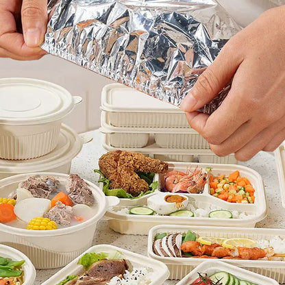 🌞Fris De Lente In Met 50% Korting!🔥Elastische Aluminiumfolie Hoezen (Set) | Houdt Eten Warm & Vers | Wegwerp Afdekhoezen voor BBQ, Picknick & Restjes