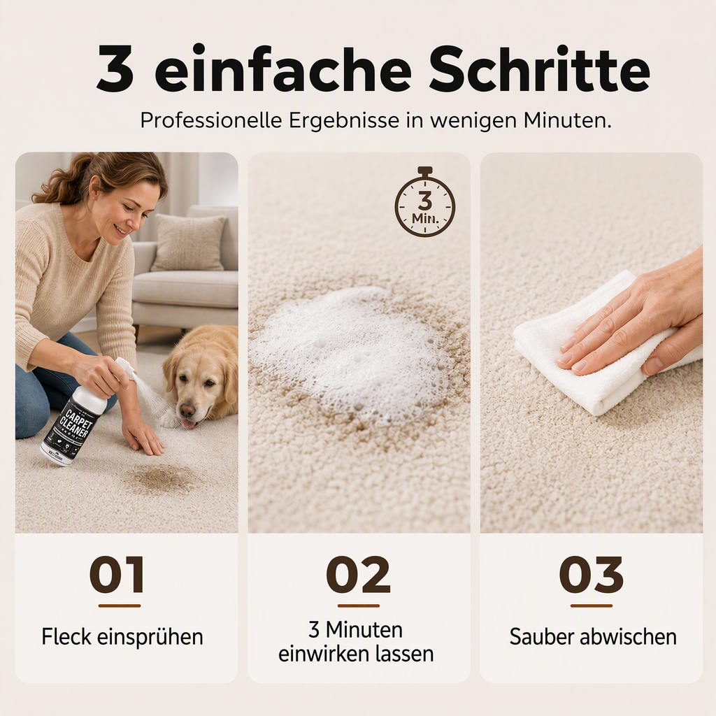 📢📢50 % Rabatt!!🧼✨ Tiefenreinigendes Teppichspray – entfernt hartnäckige Flecken und neutralisiert Gerüche sofort!