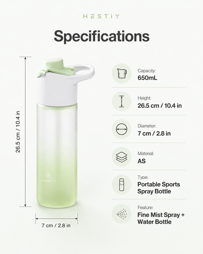 🌬️ 2-in-1 Trinkflasche mit Sprühkopf – erfrischt & befeuchtet Haut, perfekt für heiße Tage, Radfahren, Wandern & Camping