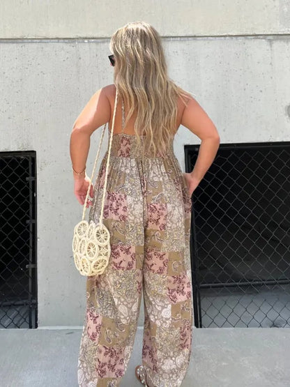 50 % Rabatt!🔥Cooper Patchwork Druck Lose Jumpsuit✨