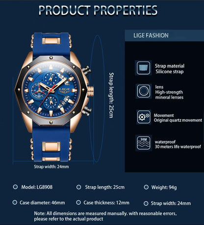 ⌚ Herren Sportuhr mit Chronograph – Wasserdichte Quarzuhr für Outdoor & Alltag, Multifunktions-Armbanduhr mit modernem Design