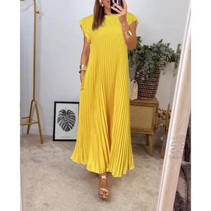 ⏳Begrenzte Zeit 50% Rabatt💥💞Damen Plissee einfaches einfarbiges Kleid