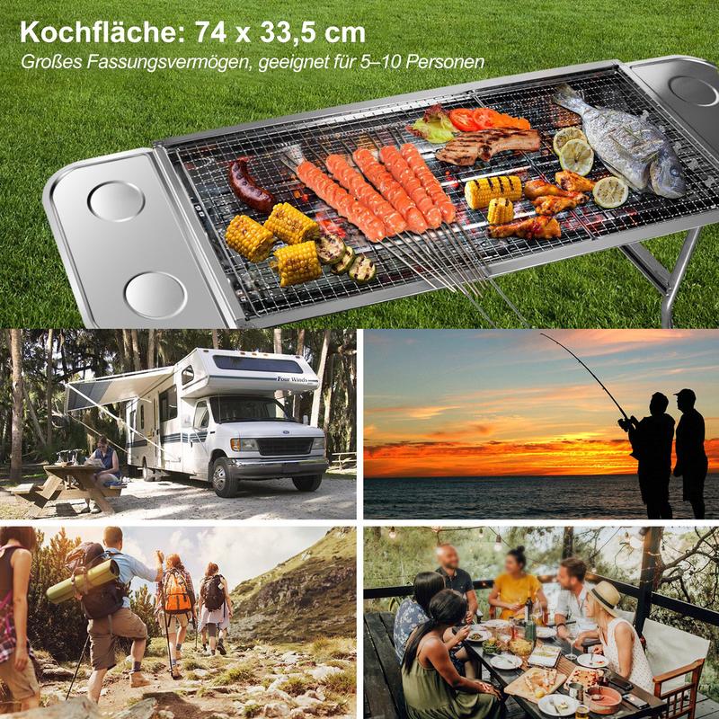 🔥 50% RABATT! 🍖 Klappbarer Outdoor-Grill aus Edelstahl – Kompakt, Strapazierfähig & Perfekt Für Camping, Garten & BBQ-Partys 🏕️