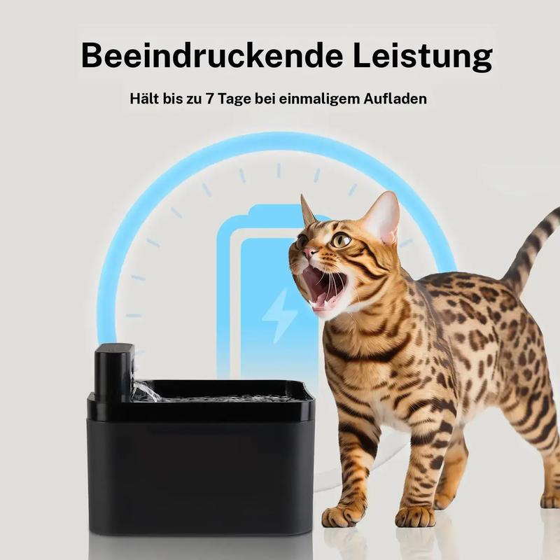 Automatischer Katzenwasserbrunnen, 2,2 l, batteriebetriebener Haustierbrunnen mit Bewegungssensor, kabelloses, geräuschloses Design für Hunde und Katzen