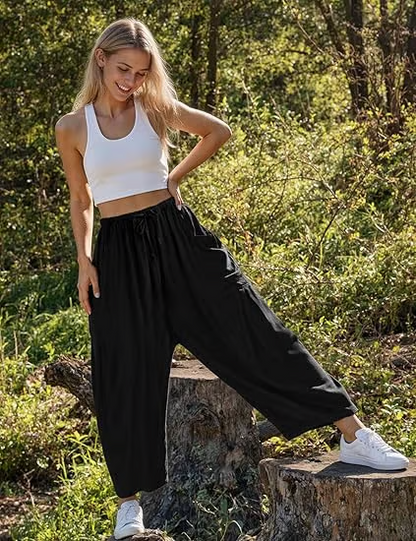 💃 50% Rabatt🔥Freizeithose aus Leinen mit weitem Bein für Damen👖