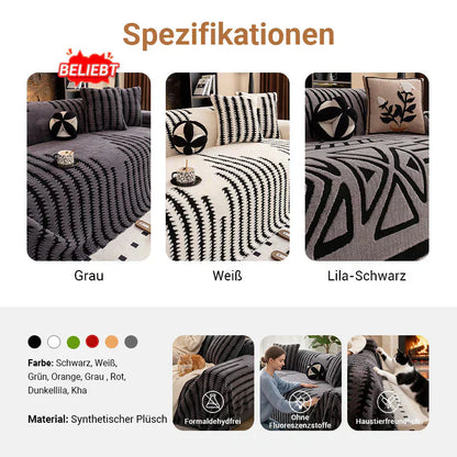 🛋️ 53% RABATT 2025! ✨ Plüsch Sofaüberwurf - Extra Dicke & Rutschfeste Decke mit Elastischen Kanten für Herbst und Winter 🍂❄️