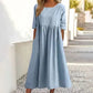 🌸🌸Frauen gelegentlich grundlegender Outdoor -Crew -Nahrung Taschenpocket Smocked Baumwollkleid