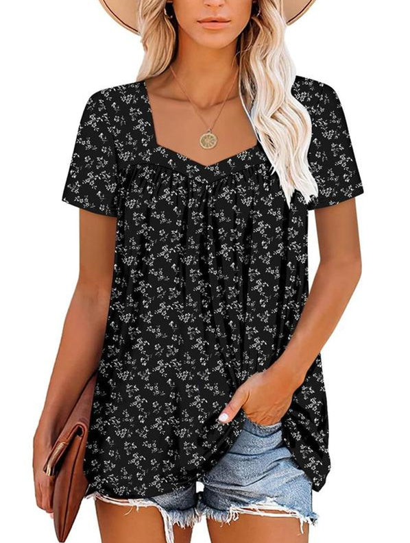 🌸Sommerangebote💗Damen Sommer Plissee bedruckt Kurzarm