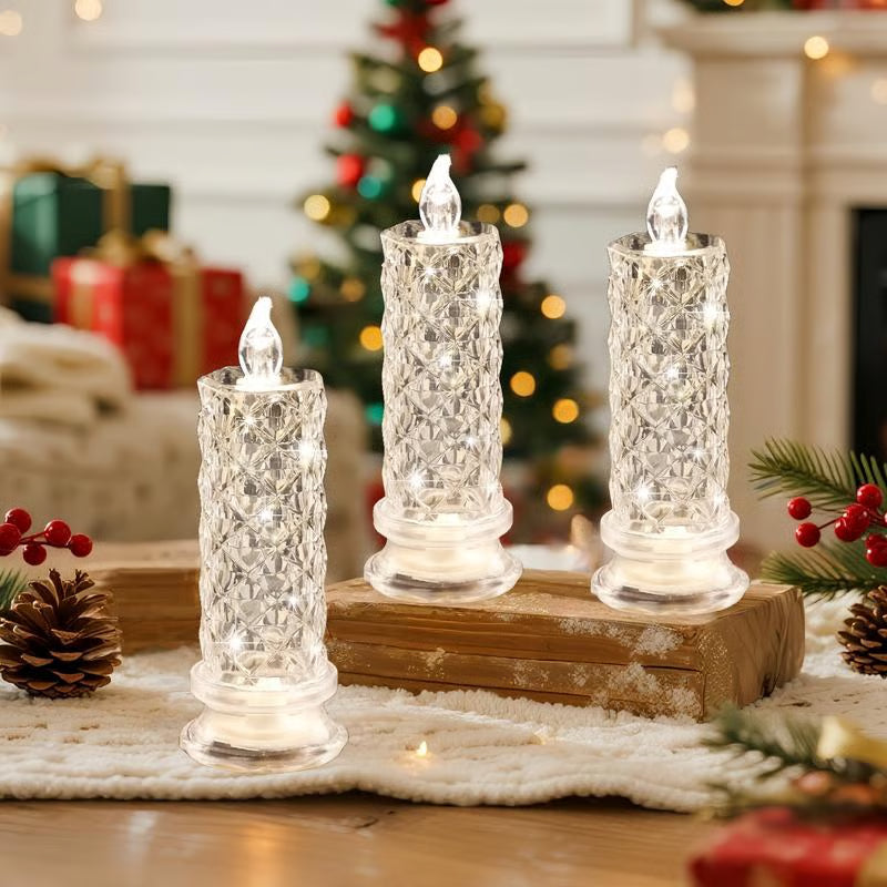 🕯️💎 4er-Set LED-Kerzen｜Kristall-Optik, stimmungsvolle Raumdekoration