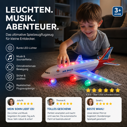 ✈️ JETZT 50 % RABATT! 💡 Elektrisches Modellflugzeug mit Sound und LED-Beleuchtung – Realistische Geräusche, leuchtende Lichter und einfache Steuerung – Perfekt für Spielspaß drinnen und draußen ✨