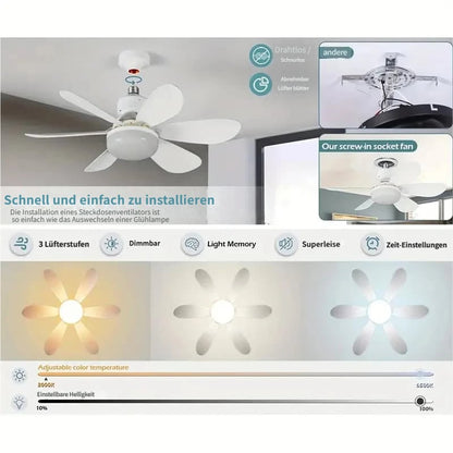 🔥Modernes 40W LED Deckenventilator-Licht (Ø 52cm) – Ultra-Leise mit Fernbedienung, E27 Sockel inkl. B22 Adapter. Ideal für Schlafzimmer, Küche & Garage.