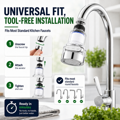 💆 KAUFE 1, ERHALTE 1 GRATIS! 🔥Wasserhahnfilter-Aufsatz mit 360°-Drehung und 3 Sprühmodi