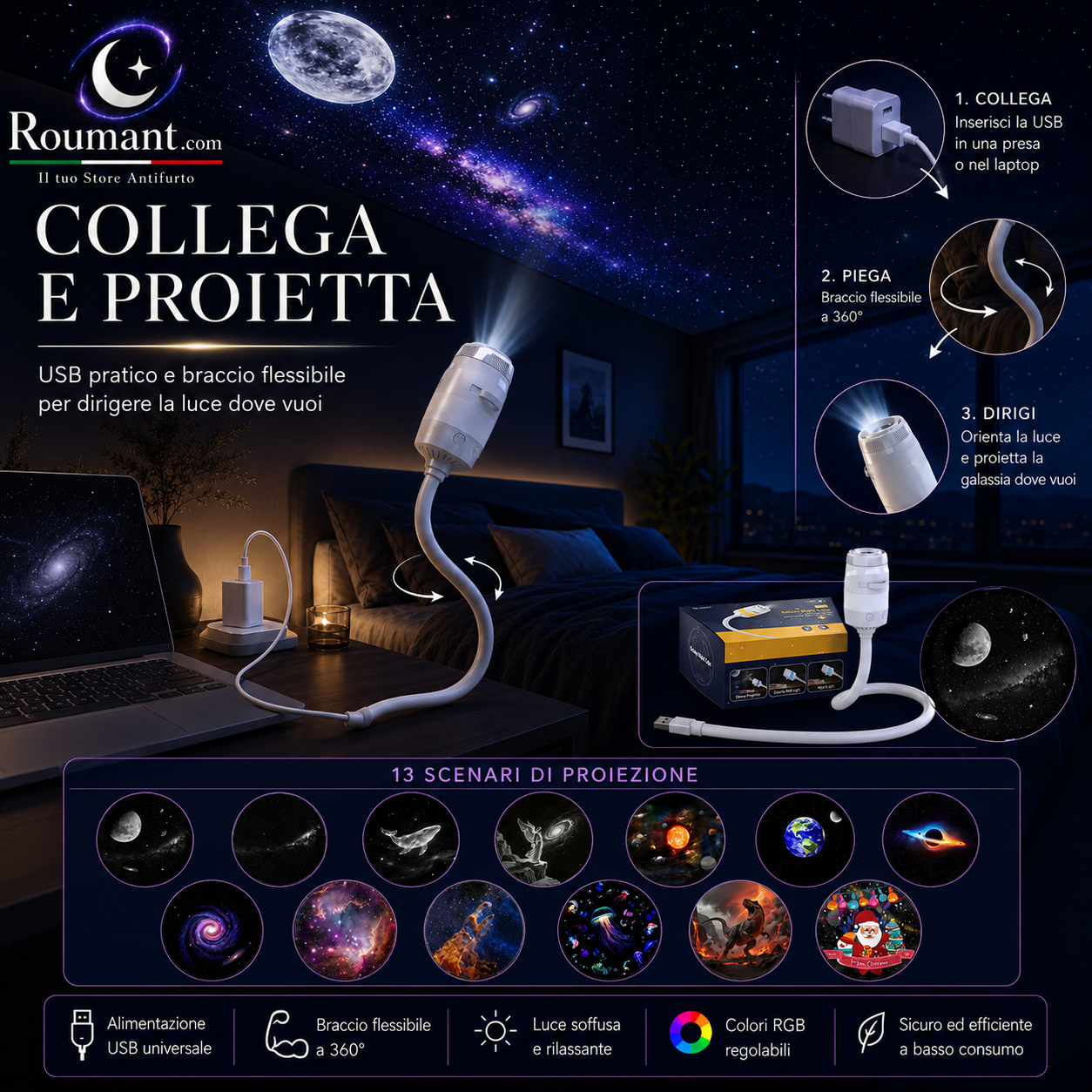 🌌✨� 50% RABATT! USB-Lampe mit Sternenhimmel-Projektion – Farbwechsel, dimmbar & tragbar – Perfekt für Kinderzimmer, Schlafzimmer & gemütliche Abende ✨