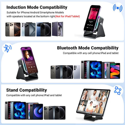 🔥 50% Rabatt 🔥🎵 5-in-1 Bluetooth-Lautsprecher mit Induktionsfunktion & verstellbarem Handyhalter