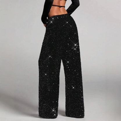 💖LETZTER TAG DES SALE 50% RABATT🥰Damenhose mit Pailletten und weitem Bein, elastischem Bund