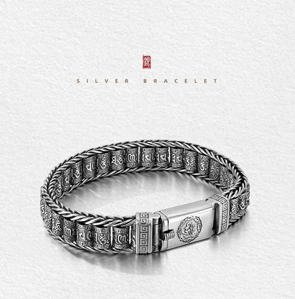 📢📢50 % Rabatt!! ⏰ Tibetisches Gebetsmühlen-Armband – 925er Sterlingsilber, Glücksbringer & Valentinstagsgeschenk