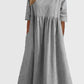 🌸🌸Frauen gelegentlich grundlegender Outdoor -Crew -Nahrung Taschenpocket Smocked Baumwollkleid