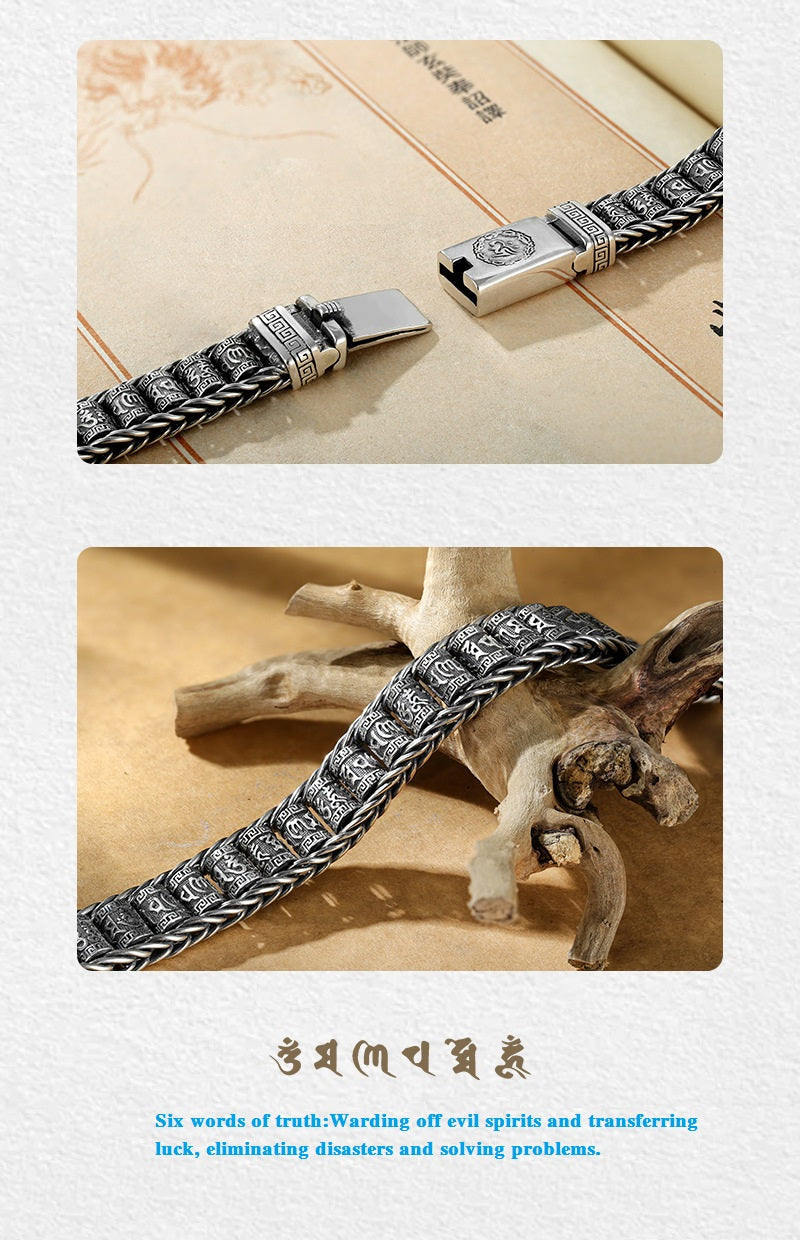 📢📢50 % Rabatt!! ⏰ Tibetisches Gebetsmühlen-Armband – 925er Sterlingsilber, Glücksbringer & Valentinstagsgeschenk