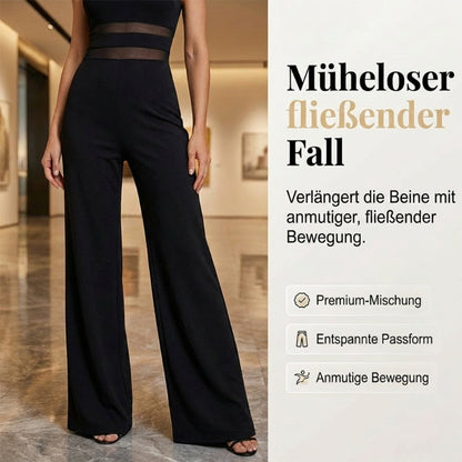 ✨🔥One-Shoulder Jumpsuit mit weitem Bein und Netzeinsatz