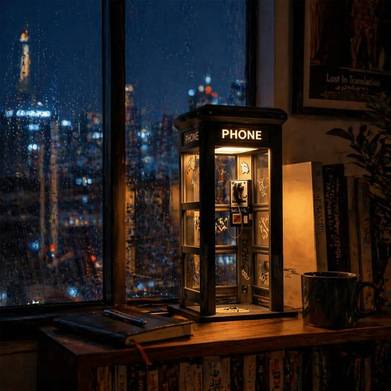 📢📢50 % Rabatt!! ⏰✨Ambientelampe im Vintage-Stil einer Telefonzelle