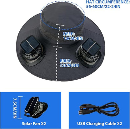 🧢 Solarenergie-Hut mit Ventilator – abnehmbarer, wiederaufladbarer Lüfter, großer Schirm, ideal für Wandern, Angeln & Outdoor ☀️