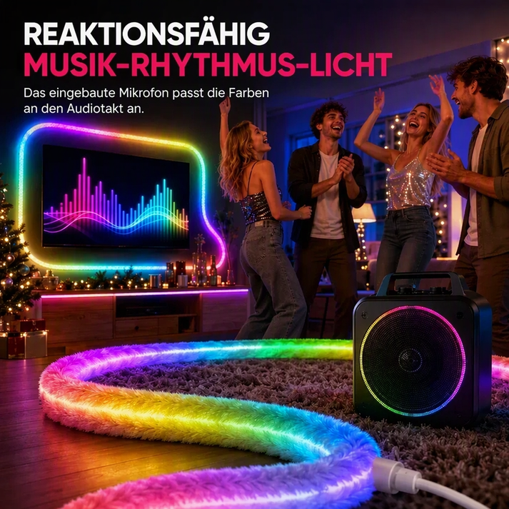 ✨ 50% RABATT! 🌟 Neon-Lichtband in Marderfell-Optik – 360° Rundumbeleuchtung ✨
