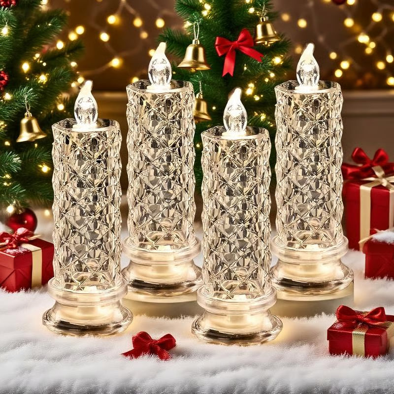 🕯️💎 4er-Set LED-Kerzen｜Kristall-Optik, stimmungsvolle Raumdekoration