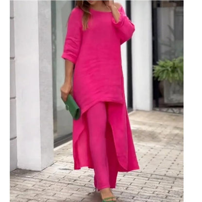 💥💕Spezielles Anti-Saison-Angebot! 💥💕Damen Fest Farbe Leinen Mode Casual Anzug💃